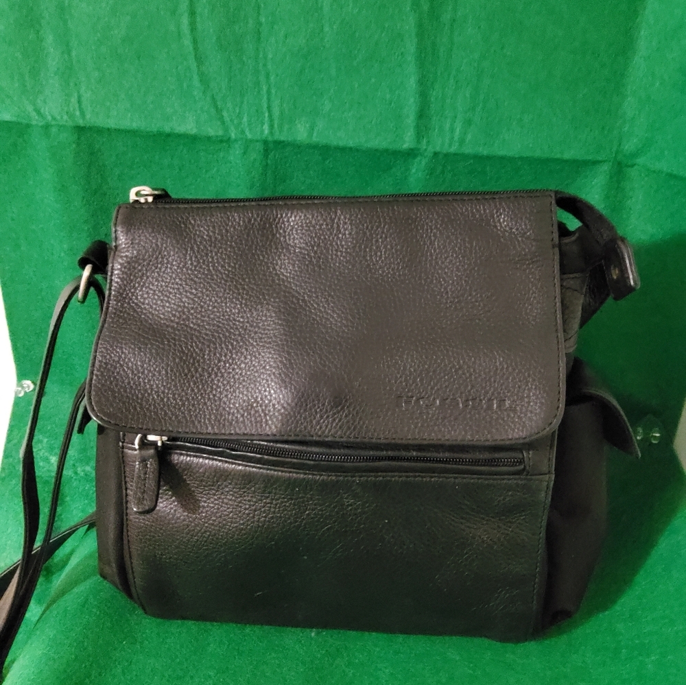 Fossil Leather & Nylon Crossbody, Black